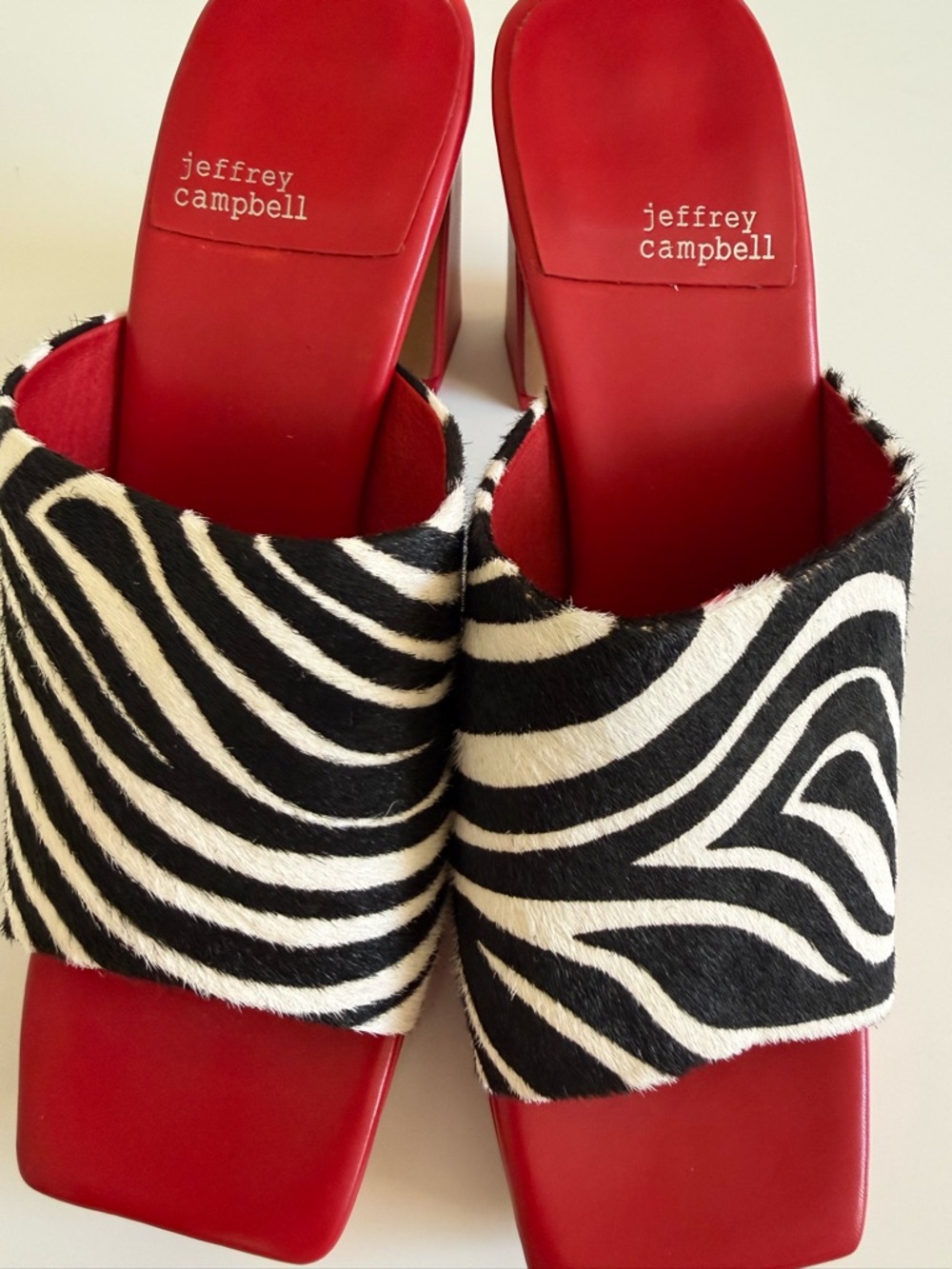 Jeffrey Campbell Red Mules with Black-and-White Zebra Strap | Size 9 | NWOT - Picture 2 of 13